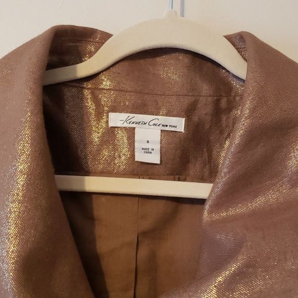 KENNETH COLE New York Brown Gold Metallic Zip Up Vest 90's Y2K Size Small - Picture 4 of 13
